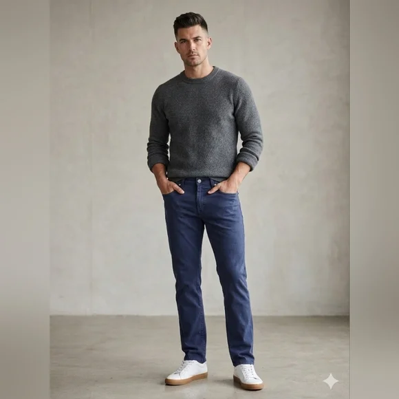 Monfrère Men’s Slim Straight Jeans in Slate Blue - Picture 1 of 9